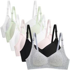 Big Girls Developing Training Bras Wireless Lightly Padded Cotton Bra Teens Comfort Sports First Bra Seamless Cami Bralette A B Cup