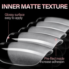 AILLSA Short Square Nail Tips, Fake Thickened Half Matte Nails Tips, Pre-shaped Press on False Nail Tip for Nail Salon 450PCS 15 Sizes with Storage Box