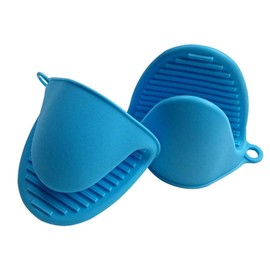 Silicone Mini Oven Gloves Potholder, Heat Resistant Pinch Oven Mitts Pot holder for Kitchen Cooking & Baking, Blue (2 Pack)