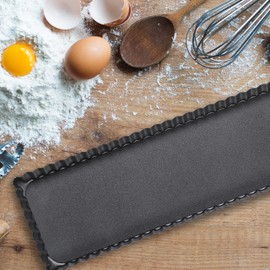 Relaxdays Set of 2 Non-Stick Loose Base Tart Tart Tins 2 Sizes Rectangular & Oblong Quiche Tin, Charcoal