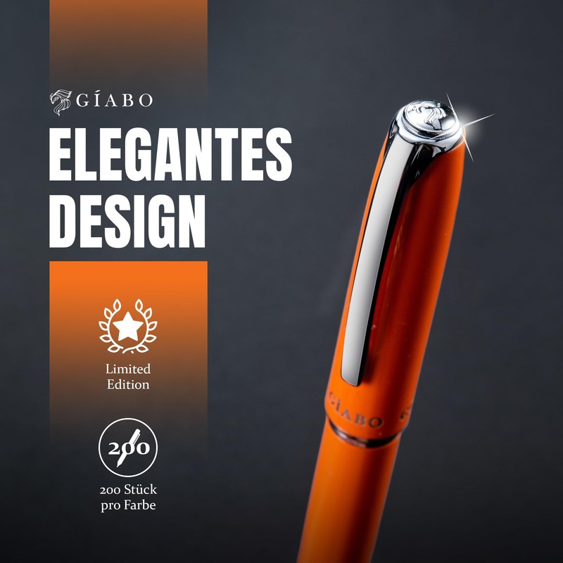Gíabo High Quality Orange Stainless Steel Ballpoint Pen with Chrome