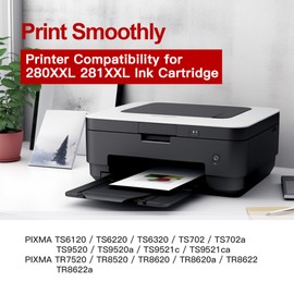 280XXL 281XXL Ink Cartridges Replacement for Canon 281 Ink Cartridges for Canon Ink 280 and 281 Cartridges for Canon tr8620a Ink cartridges for Pixma TR8620 TR8520 TR8600 TS9521C Printer, 5 Pack