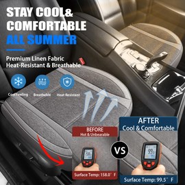 Joy Forserve Linen Front Car Seat Cover,Breathable Bottom,Anti-Slip & Sweat-Absorbent Carseat Protector Universal Fit Most of the Vehicles,SUVs,Truck,Cars and Sedans (Gray,2Pcs)