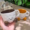 1pc 11.83oz Cute Little Feet Ceramic Cup with Spoon, Underglaze