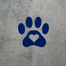 Transparent Decal Stickers of Cat Dog Animal Foot Print Heart (Navy Blue) Premium Waterproof Vinyl Decal Stickers for Laptop Phone Accessory Helmet Car Window Mug Tuber Cup Door Wall ANDSKUS033894AB