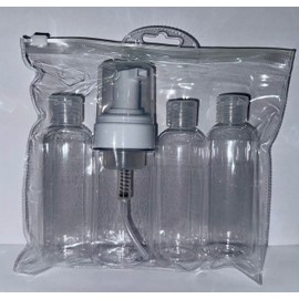Generic 4 Pack - Travel Bottles Containers for Travel - Including Foam Pump Bottle - 3.4 oz/100ml, clear