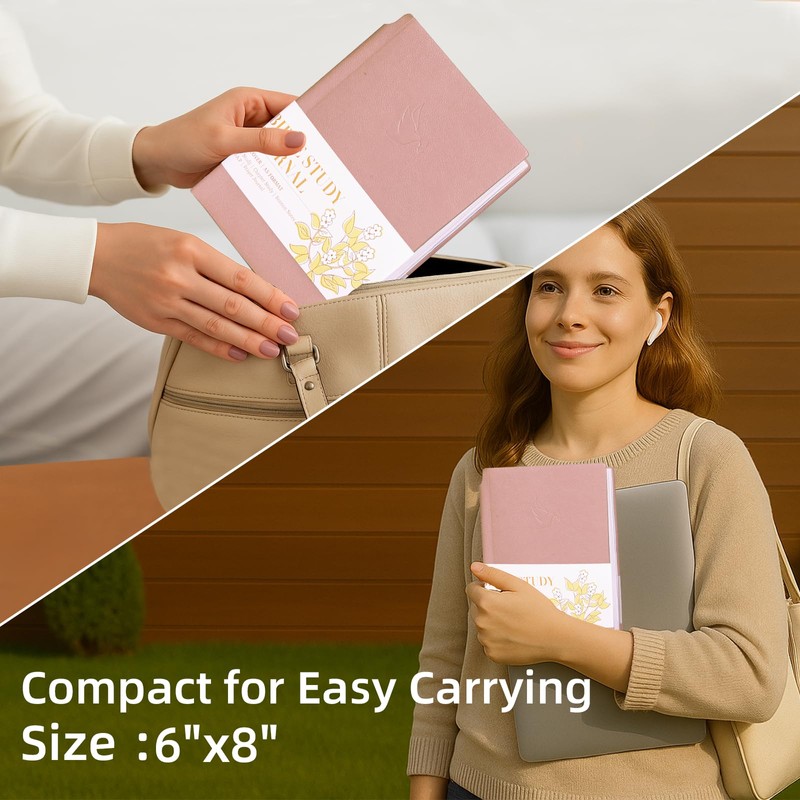 XKDOUS Bible Study Journal Pink Leather Notebook, S.O.A.P Bible Study