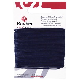 RAYHER - Baumwollkordel, gewachst, 1mm, SB-Karte 20 m, d.blau