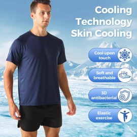 HYCOPROT Men's Quick Dry Workout Shirts - Moisture Wicking Short Sleeves Athletic Tee for Gym, Running & Casual Navy