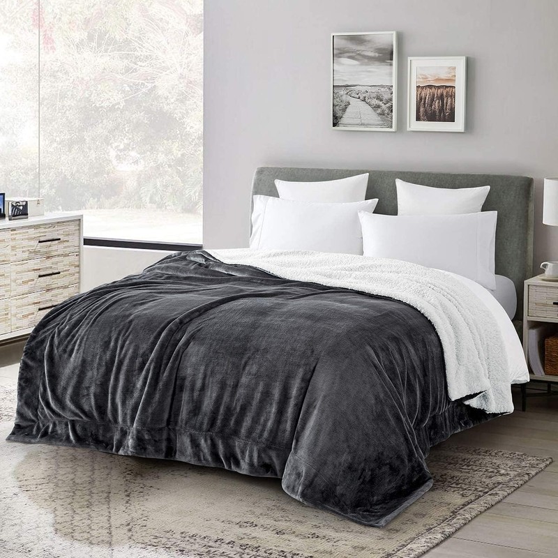 Oxford Homeware Sherpa Fleece Blanket Reversible Throw Blankets Soft Fluffy