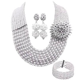 aczuv 8 filas africana joyería para las mujeres abalorio boda de Nigeria Collar Set Joyería Nupcial Sets