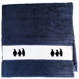 Huuraa Sports Towel Penguins Silhouette Gift 50 x 100 cm French Navy Cotton Penguins Gift Idea