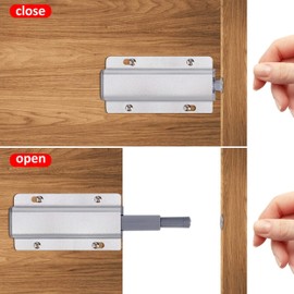 Door Opener, Magnetic Push to Open Door Closer, Pressure Door Opener, Strong Damper Buffer for Drawer, Cupboard Door, Sliding Roof, Silver, Pack of 4