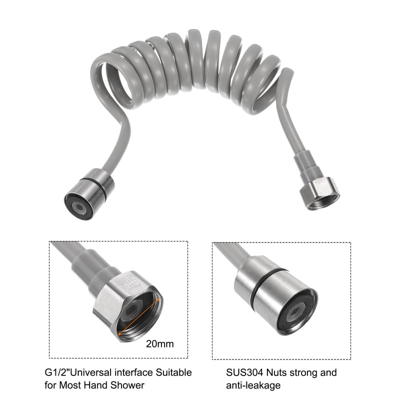 sourcing map Spring Flexible Shower Hose, 1.5Meter/59inch Telescopic Shower Hose
