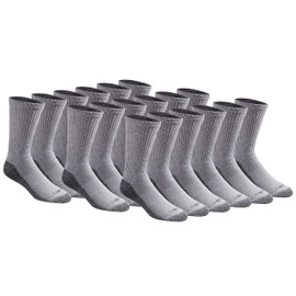 Dickies mens Dri-tech Moisture Control Crew Multipack Socks, Grey (18 Pairs), Shoe Size 6-12 US