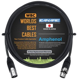 WORLDS BEST CABLES 3 Foot - Canare L-4E6S, Star Quad Balanced Male to Female Microphone Cables with Amphenol AX3M & AX3F Silver XLR Connectors - Custom Made
