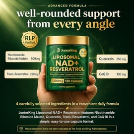 NAD+ Suplemento de nicotinamida ribósido de 1200 mg con resveratrol y CoQ10 – 120 cápsulas | Aumenta los niveles de NAD+, energía celular y apoyo al e