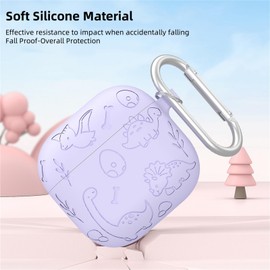 Casevita Cute Case Compatible with AirPods 4 Active Noise Cancelling with Keychain Cartoon Anime Dinosaur Soft Protective Case with Cleaning Kit