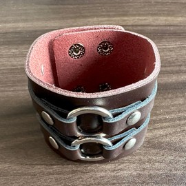 Balaijor Mens and Womens Wide Leather Bracelet Adjustable Snap Cuff Bracelet(Brown)