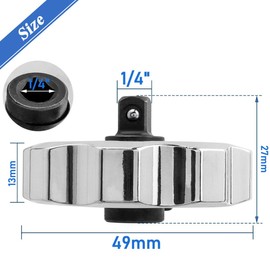 Wolfride 4 In 1 Mini Palm Ratchet Wrench, Finger Reversible Thumbwheel Ratchet Wrench Tool | Fits 1/4" Drive Socket Adapter, Torque Extension Bar, and 1/4" Hex Shank Screwdriver Bit & Nut Driver