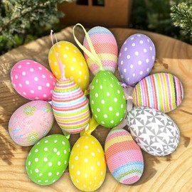 Tundwhite Pack of 24 Easter Eggs, 6 cm Plastic Easter Eggs, Colourful Easter Eggs, Easter Eggs with Dots and Stripes