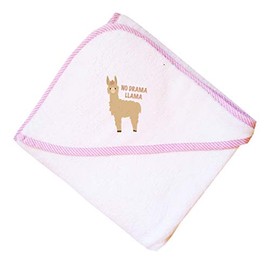 No Drama Llama Boys-Girls Cotton Baby Hooded Towel - Pink, One Size