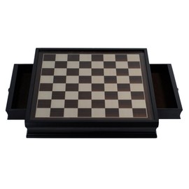 Black Stained Chess Board with Storage Drawers