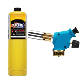 BLUEFIRE Handy Cyclone Torch Kit with MAPP Cylinder Push Button Trigger Start Nozzle Head Fuel by Propane MAPP MAP PRO Gas Welding Soldering Brazing Cooking Glass Beads DIY