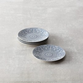 Fortessa Havana Vitrified China Coupe Rimless Plate 4 Pack, Blue, Salad Plate, 8.5 Inch