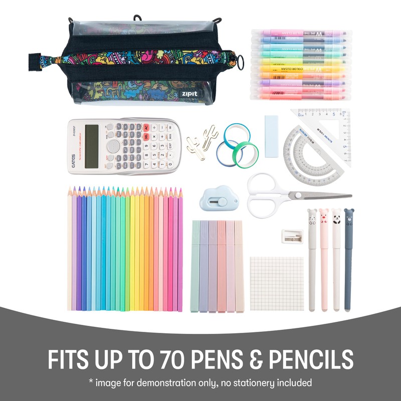 ZIPIT Clear Lenny Pencil Case | Large Capacity Pencil Pouch