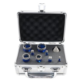 Dry Diamond Core Drill Bit Set,BRSCHNITT Diamond Tile Hole Saw Kit with Round Shank for Porcelain Tile Ceramic Stone Granite Marble, 6/8/10/12/20/25/32/35mmDrill Bit+35mm Chamfer Bit