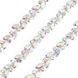 GORGECRAFT 1 yard rhinestone trim chain appliqué bling decoration flexible sewing craft bridal costume embellishment pearl trim sparkling jewellery DIY shiny crystal for necklace bags