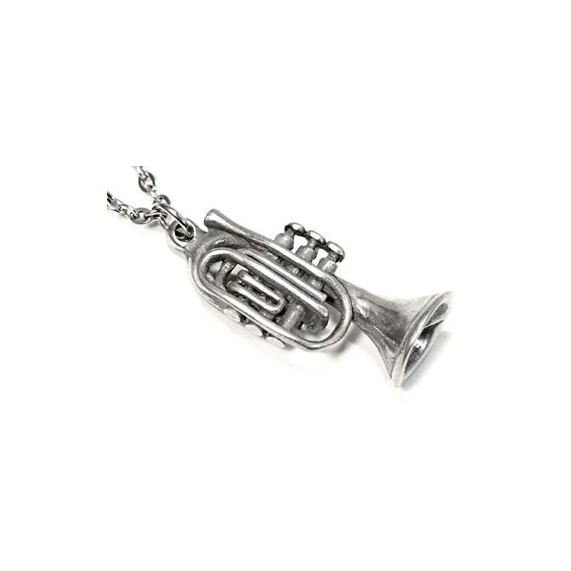 Trumpet Musical Instrument Mens Pendant Necklace