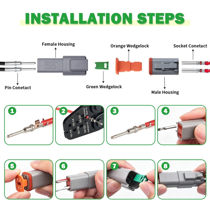 DT6 Pin Deutsch Connector Kit Waterproof Automotive Wire Connectors Gray