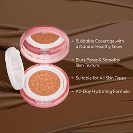 Ruby Kisses Cushion Foundation, Full Coverage Korean Makeup, Lightweight & Long Lasting, All Day Natural Glowy Finish for All Skin Types with Hyaluronic Acid & Bakuchiol (Ivory, 0.52 Ounce)