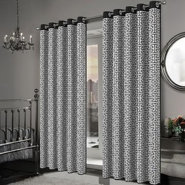 Voice7 Milano Print Eyelet Blackout Curtains Pair Thermal Insulated Ring Top Curtain 2 Panels Geometric Pattern Window Drapes for Bedroom & Living Room 66" (Width) x 72" (Drop)