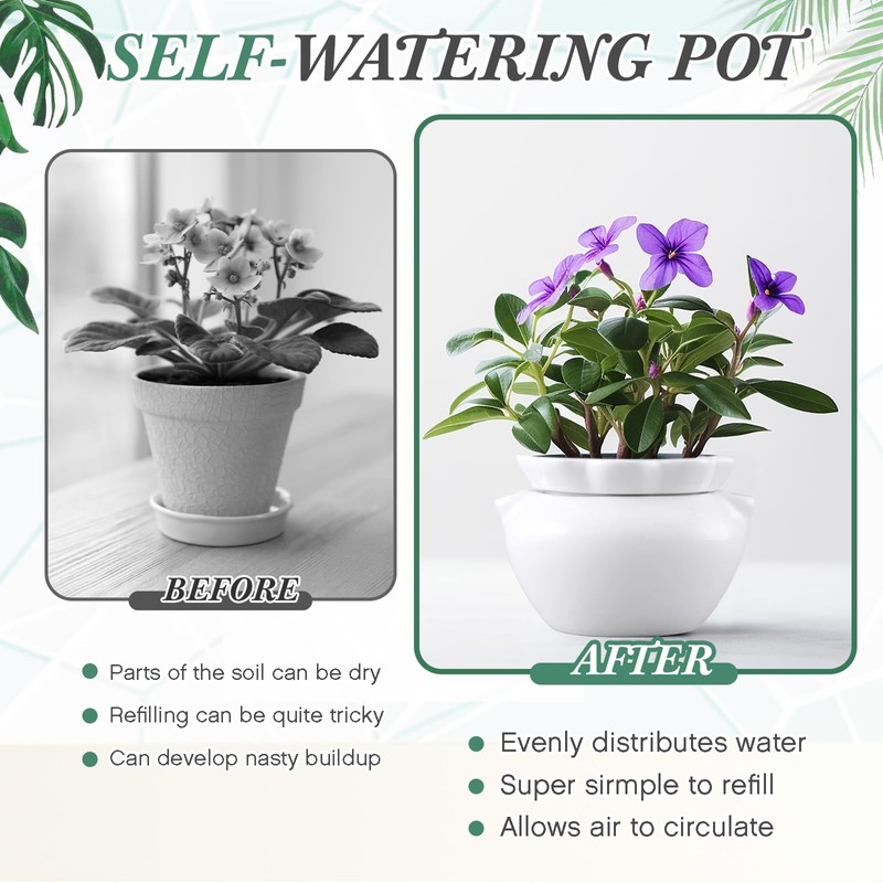 Sunnychicc 4 Set 6 Inches African Violet Pots Self Watering