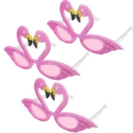 Weewooday 3 Pieces Flamingo Sunglasses Party Decorations Summer Glittered Glasses Hawaiian Tropical Photo Props for Adults