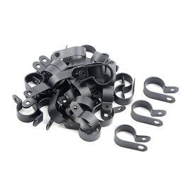 TOVOT 100PCS 3/4" Nylon Cable Clips Assortment R-Type Cable Clip Kit Black Plastic Wire Clamps Fasteners for Wire Mounting