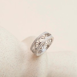 Tuscany Silver Women's Sterling Silver Cubic Zirconia Filigree Band Ring - Size - P