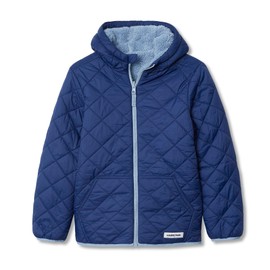 Lands' End Kids FeatherFree™ Reversible Sherpa Insulated Jacket Large Medieval Blue/Navy