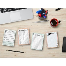 TypeStoff Notepads - Weekly Planner, TO-Do List, Reminder List, Shopping List - 4 Pads DIN A6 A 50 Sheets of Paper as Thought Support and Gift - NP-00356