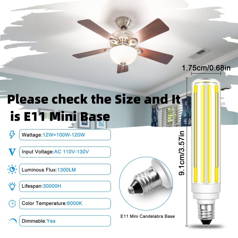 Megereet Updated Dimmable JDE11 120V 100W 120W Halogen Mini Candelabra