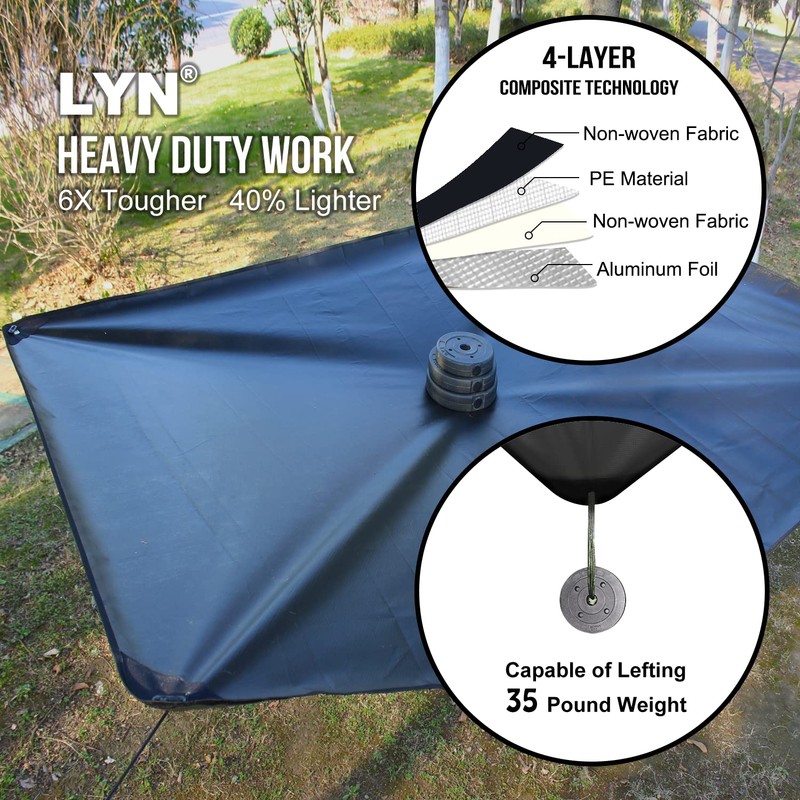 Endothermic Coating:LYN All-Weather Heavy Duty Solar Emergency Survival Blanket-Black,Reflective Space