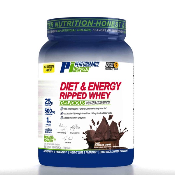 Performance Inspired Nutrition Diet & Energy Ripped Whey Protein, Dark Chocolate Dream, 2.25 Lb Style #: Rwdkc
