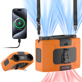 Socool Ventilador portátil de cintura con clip para cinturón portátil, ventilador personal recargable, funciona con pilas, ventilador de enfriamiento de 20 horas con 10 velocidades y motores duales,