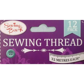 Pack of 12 Reels of Assorted Coloured Sewing Threads by Sewing Box