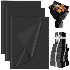 60 Sheets Black Tissue Paper Bulk, PLULON Gift Wrapping Tissue Paper for Packaging 14 x 20 Inch Art Crafts for Gift Bags Decorative Floral Wedding Birthday Party Décor