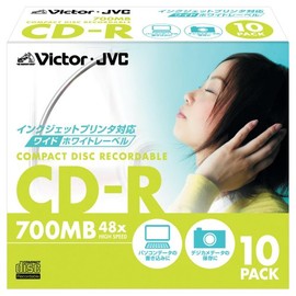 Vctor CD-R 48x Wide White Printerable, 10 Sheets [CD-R80PF10]