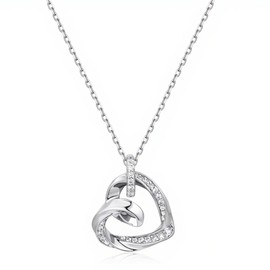 VCGCL Rose Flower Heart Necklaces for Women,S925 Sterling Silver Necklace,Wedding Anniversary, Birthday Gifts for Wife,Her,Girlfriend,Mom,Mother,Charm Necklace,Jewelry (Flower Heart White Gold)